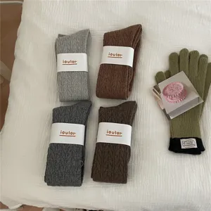 Retro Wollmischung Wadensoffen mit Weizenmuster, dicke kuschelige Winterstrümpfe Damen.