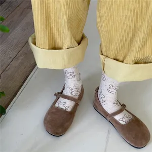Cute cartoon dog print mid-tube cotton socks for women, sweet and stylish daily wear.