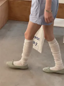 Femmes chaussettes hautes blanches fines respirantes décontractées longues chaussettes de printemps
