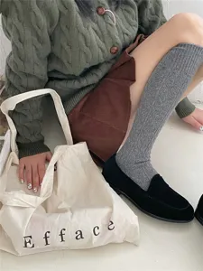 Gemütliche Wollwadenstrümpfe für Damen, retro dicke Strickstrümpfe für Herbst und Winter.