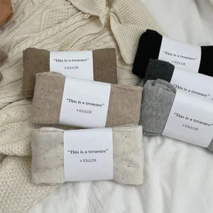 Cotton solid color tights winter warm opaque pantyhose with brand paper band packaging.