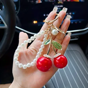 Portachiavi Ciliegia Perla Metallo Ciondolo Borsa Carino Accessori Chiave Auto