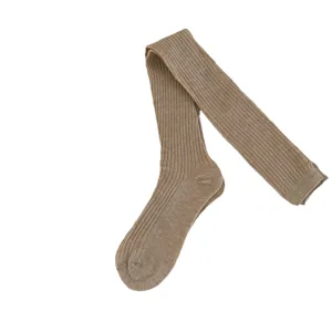 Chaussettes longues unies côtelées au-dessus du genou pour femmes, mode confortable quotidienne