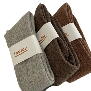 Gemütliche Wollmischung Strick Slouch Socken Damen, dicker Winter Vintage Stil 3er Set
