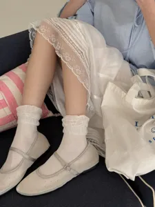 Bequeme atmungsaktive einfarbige Kurzsocken für Damen, süßer Ballett-Stil für den Alltag.