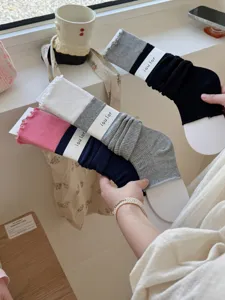 Korean style contrast color ruffle leg warmers spring summer breathable stacking socks fashion