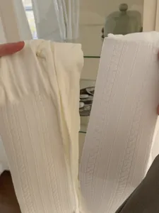 Dames witte panty zoete stijl geribbelde breisel fijne kousen gedetailleerd overzicht