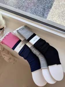 Korean style color-block lettuce edge stirrup leg warmers spring summer detail view