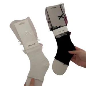 Vrouwen mesh strik beenwarmers zoete stijl voetloze sokken zomer dun wit zwart kousen