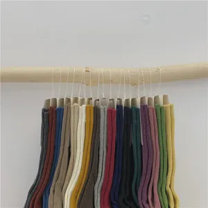 Chaussettes mi-hautes côtelées unies pour femmes, style japonais décontractées.