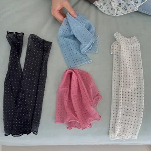 Sheer polka dot stirrup leg warmers women summer casual breathable calf socks four colors