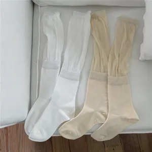 Japanese style cute mesh long stack socks, breathable cotton casual hosiery for daily wear.