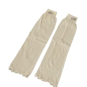 Beige knitted leg warmers for women Y2K style solid color slouch socks warm long socks