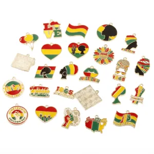 Juneteenth theme metal enamel charms assorted pendants for DIY necklace keychains jewelry crafts