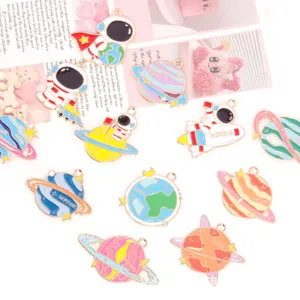 Enamel space astronaut and planet charms pendant alloy jewelry DIY making findings set 100c