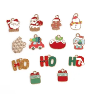 Christmas alloy enamel charm pendants for DIY bracelets necklaces jewelry making.