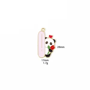 Cute panda enamel charm diy metal pendant for necklace bracelet jewelry making accessories.