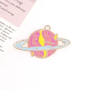 Enamel alloy planet pendant charm for DIY necklace earrings jewelry making accessories