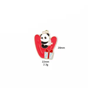 Valentine panda love heart enamel metal charm pendant DIY jewelry accessories keychain crafting