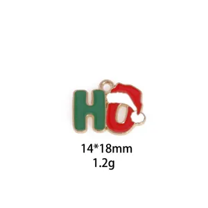 Christmas alloy enamel charm pendant DIY jewelry making accessories, size 14x18mm.