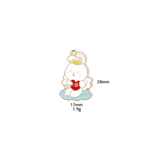 Zinc alloy heart rabbit pendant DIY jewelry accessory for necklace and keychain crafting.