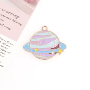 Planet pendant drip oil alloy accessories DIY necklace earrings jewelry making charm
