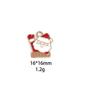 Christmas Santa Claus enamel alloy pendant charm for DIY bracelet necklace jewelry making.