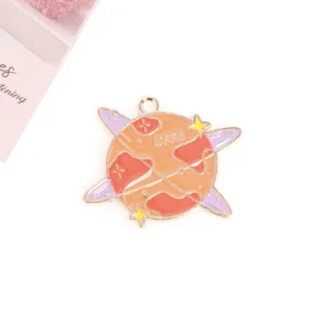 Planet enamel alloy pendant DIY accessory for stylish necklaces, earrings, and charming bracelets.