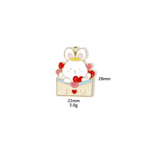 Cute rabbit love heart envelope metal charm pendant DIY jewelry making necklace keychain