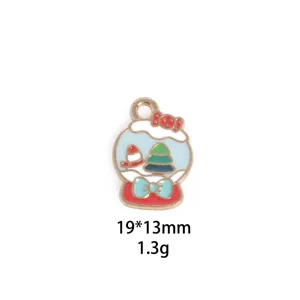 Christmas alloy enamel snow globe pendant detail view, ideal for DIY bracelet and necklace.