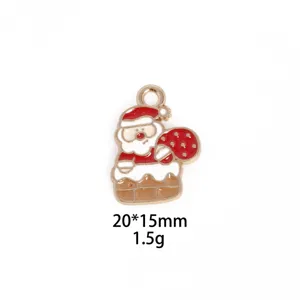 Christmas Santa enamel metal pendant charm for DIY bracelet necklace jewelry making