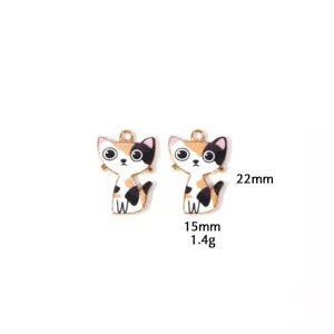 Schattige Kat Emaille Hanger Legering DIY Sieraden Bedel Sleutelhanger Ketting Mooi