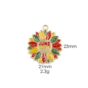 Juneteenth sunflower metal alloy pendant charm for DIY necklaces, bracelets, and keychains.