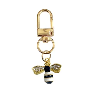 Strass Mini Ape Portachiavi Dorato Ciondolo per Borsa Animale Anello Chiavi Donna
