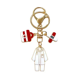 Medical doctor nurse theme metal keychain alloy keyring pendant accessory gift idea