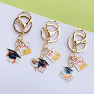 Graduation keychain metal backpack pendant school bag charm student gift graduation favor