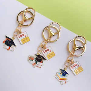 Graduation theme metal keychain full marks exam paper cap backpack pendant student gift