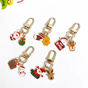 Christmas keychain cute cartoon santa claus metal bag pendant holiday gift accessory detail view