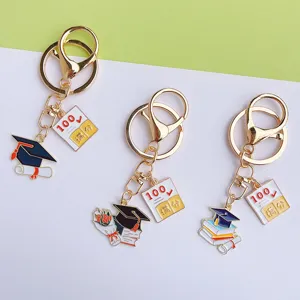 Graduation metal keychain gift inspirational schoolbag pendant for students exam celebration