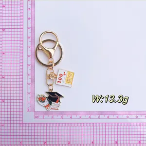 Graduation inspirational keychain student gift metal backpack pendant for exams success.