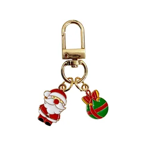 Christmas Santa Claus and bauble keychain metal pendant cute bag decoration charm gift