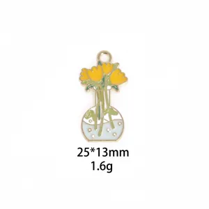 Pendentif tube à essai fleur en alliage goutte d'huile plante verte pour collier bracelet bijou