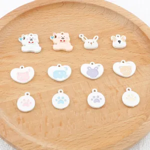 DIY Alloy Drip Oil Cute Bear Rabbit Cat Animal Paw Pendant Charms For Bracelet Necklace Keychain Jewelry Making