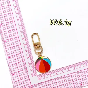 Porte-clés ballon de plage en émail pendentif en métal accessoire de sac coloré mignon cadeau