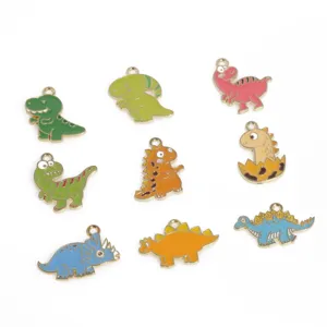 Cute cartoon dinosaur alloy charms pendants set for DIY jewelry making keychains necklaces.