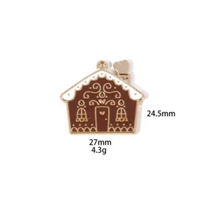 Zinc alloy gingerbread house charm pendant for DIY jewelry making necklace keychains.