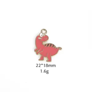 Cute pink cartoon dinosaur zinc alloy pendant charm for DIY jewelry making 22x18mm