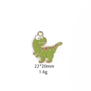 Cute dinosaur zinc alloy charm pendant detail shot, high quality metal craft accessories 22x20mm