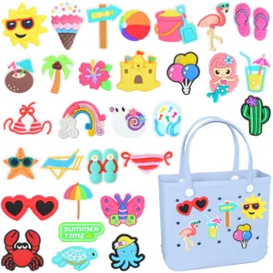 Cute summer beach PVC charms accessories set for bogg bags and shoes decorations lively style.