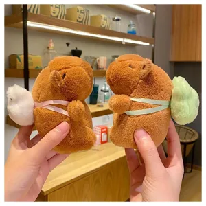 Cute capybara plush keychain with mini backpack soft toy bag charm gift for women girls